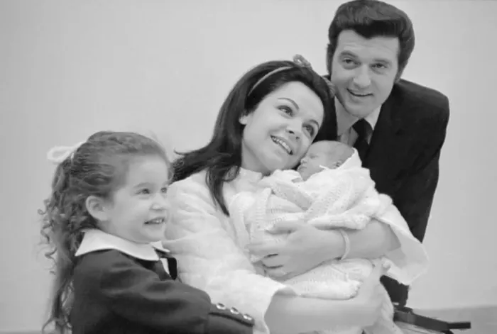 Framed Print : Annette Funicello and Family with Her Newborn Son Framed Print : Annette Funicello and Family with Her Newborn Son