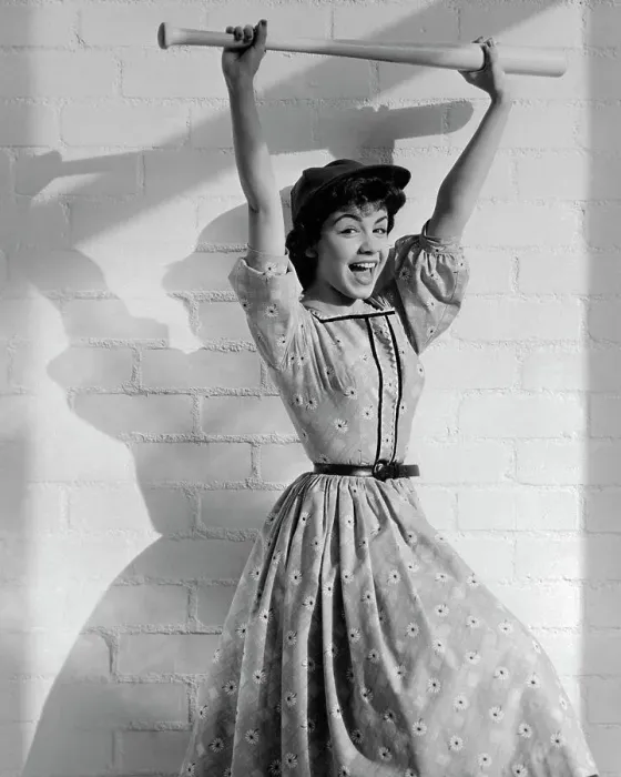 : Annette Funicello Holding Baseball Bat over Her Head : Annette Funicello Holding Baseball Bat over Her Head