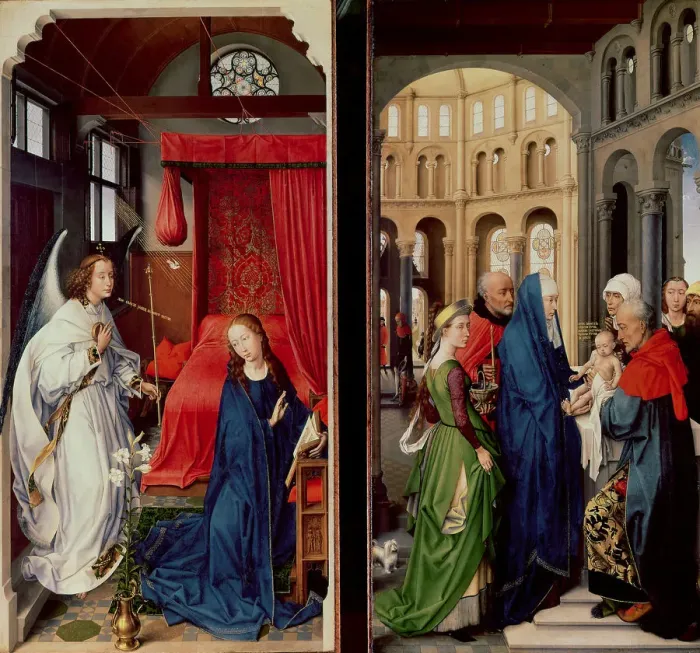Framed Print : The Annunciation and the Presentation in the Temple (oil on panel) Framed Print : The Annunciation and the Presentation in the Temple (oil on panel)