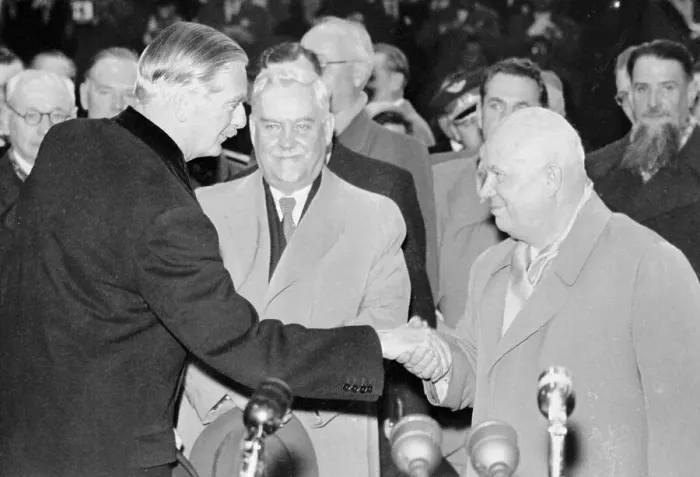 Framed Print : Anthony Eden Shaking Hands with Nikita Khrushchev Framed Print : Anthony Eden Shaking Hands with Nikita Khrushchev