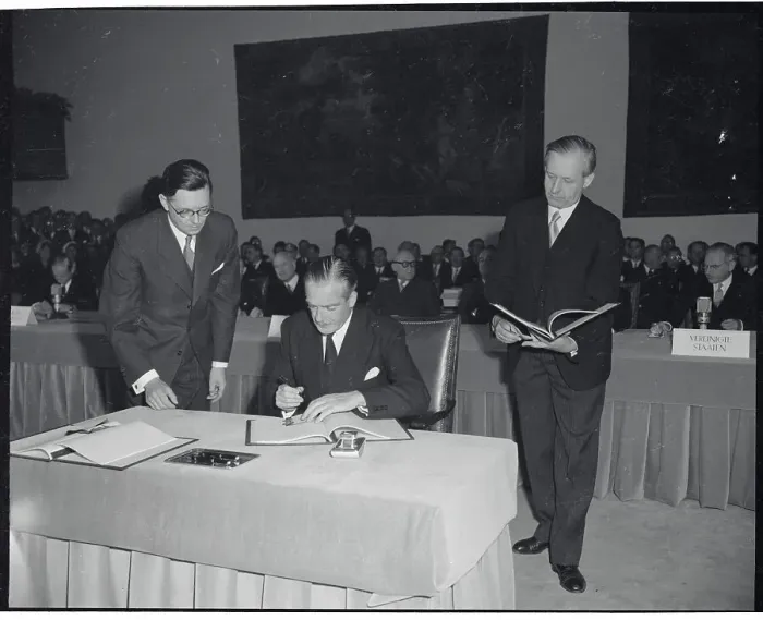 Framed Print : Anthony Eden Signing a Treaty Framed Print : Anthony Eden Signing a Treaty