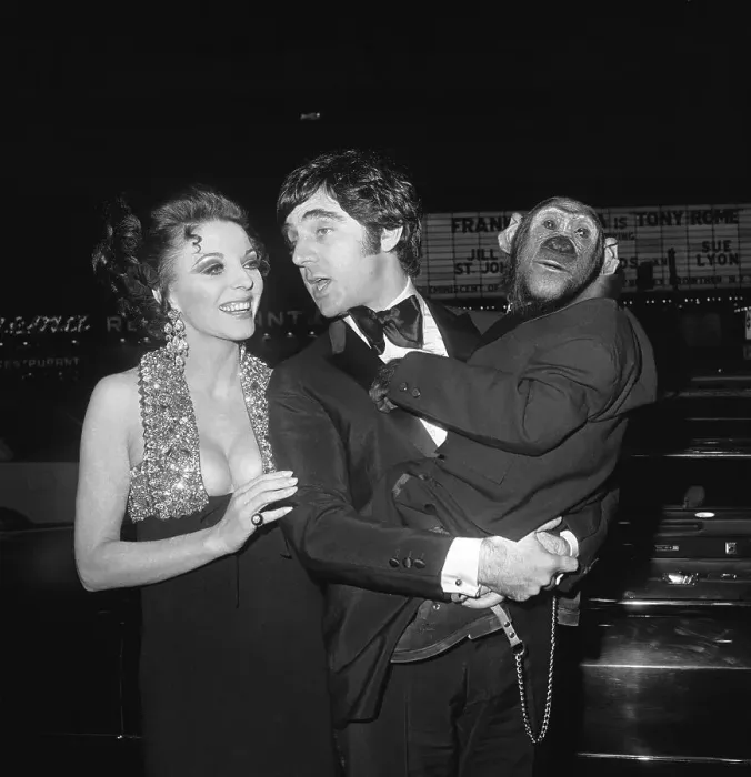 Framed Print : Anthony Newley and Joan Collins with Chimp Framed Print : Anthony Newley and Joan Collins with Chimp