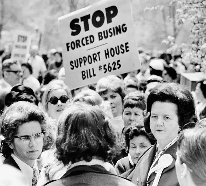 Framed Print : Anti-Busing Demonstrators with Louise Hicks