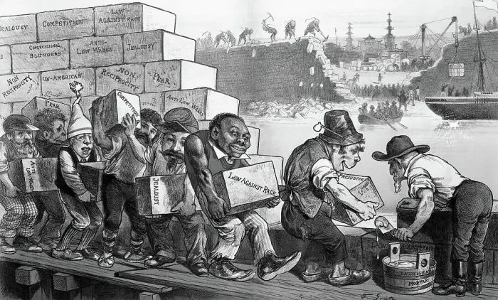 Framed Print : Anti-Chinese Emigration Cartoon Framed Print : Anti-Chinese Emigration Cartoon