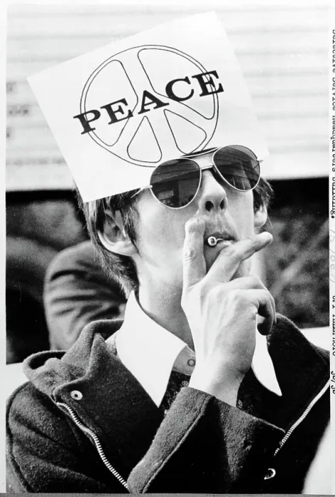 Framed Print : Anti-Draft and Anti-War Demonstrator Framed Print : Anti-Draft and Anti-War Demonstrator