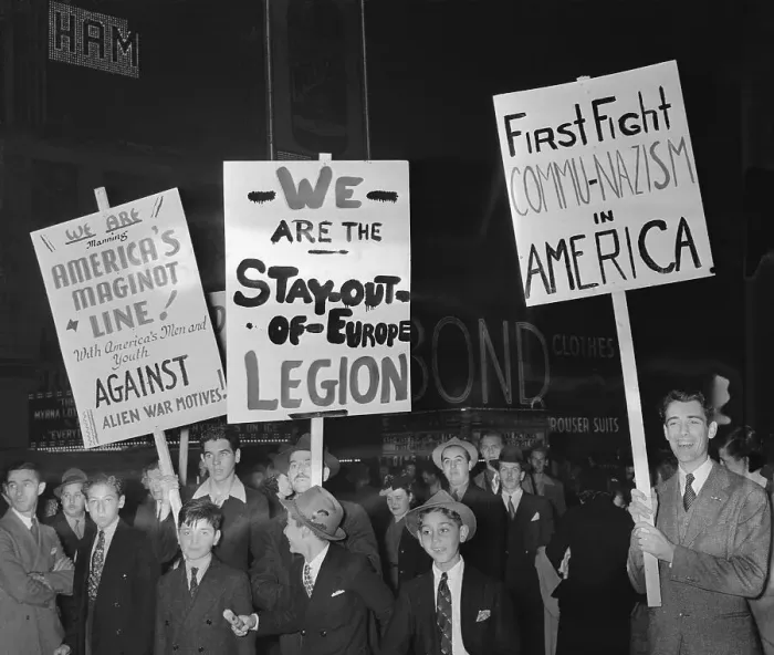 Framed Print : Anti European Involvement Group Carrying Signs in New York City