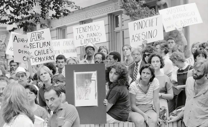 Framed Print : Anti Pinochet Demonstrators Protesting Framed Print : Anti Pinochet Demonstrators Protesting