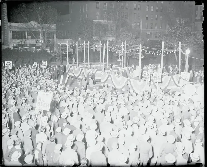 Framed Print : Anti-Prohibition Demonstrators Gathering 1932 Framed Print : Anti-Prohibition Demonstrators Gathering 1932