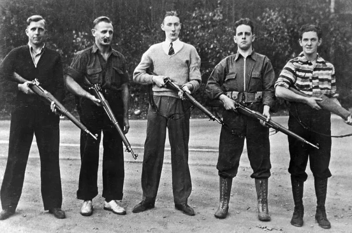 Framed Print : Anti-Semitic Group Posing with Rifles Framed Print : Anti-Semitic Group Posing with Rifles