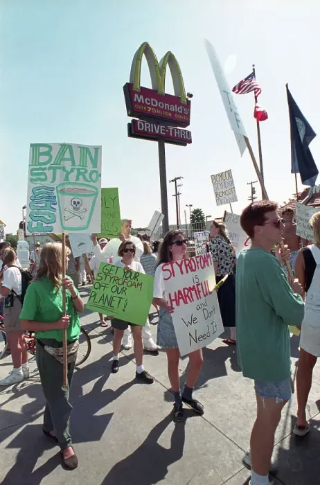 Framed Print : Anti-Styrofoam Protesters Bkgd-Mcdonalds