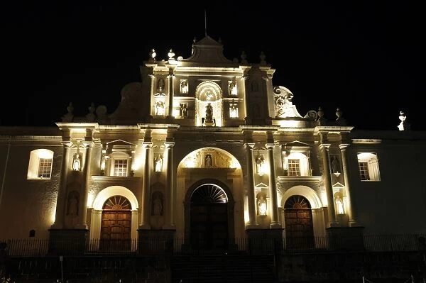 Antigua Guatemala Cathedral at night