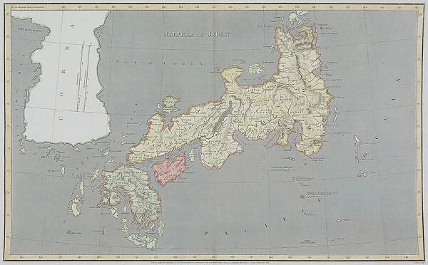 antique, archival, asia, cartography, geographical, geography, historic, island, japan