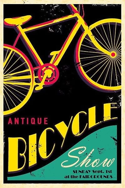 Antique bicycle poster design template