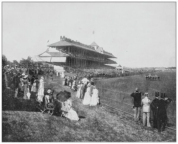 Antique black and white photograph: Chicago Derby horserace