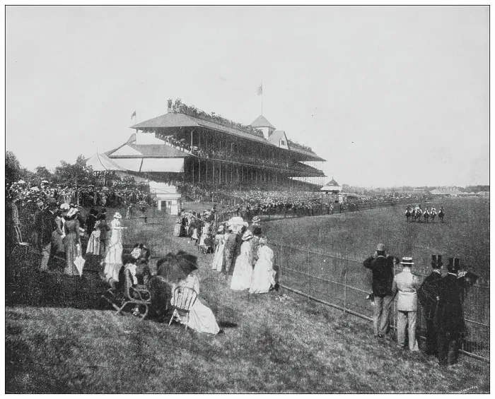 Framed Print : Antique black and white photograph: Chicago Derby horserace Framed Print : Antique black and white photograph: Chicago Derby horserace