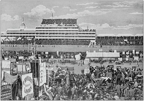 Antique black and white photograph of England and Wales: Derby Day, Epsom