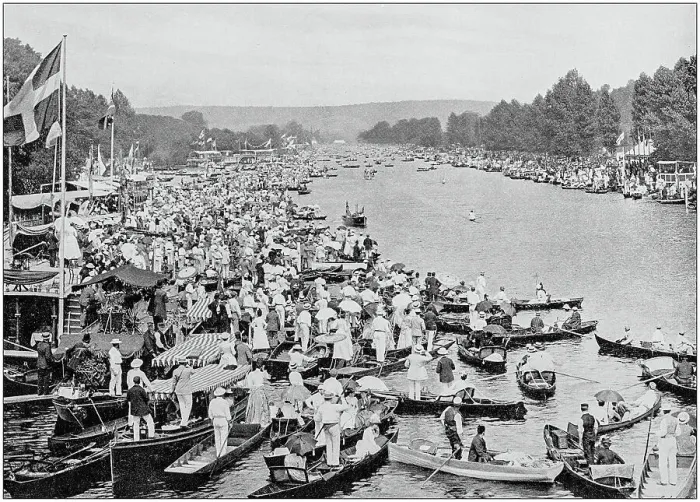Framed Print : Antique black and white photograph of England and Wales: Henley Regatta Framed Print : Antique black and white photograph of England and Wales: Henley Regatta