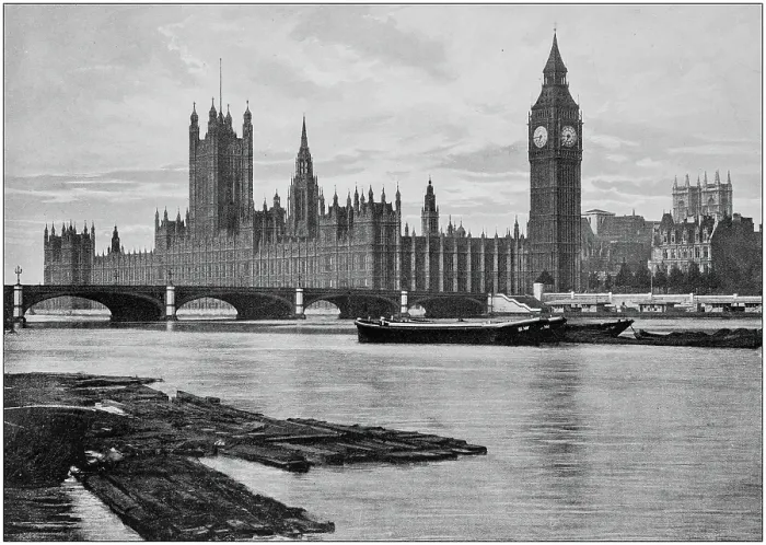 Framed Print : Antique black and white photograph of England and Wales: House of Parliament, London Framed Print : Antique black and white photograph of England and Wales: House of Parliament, London