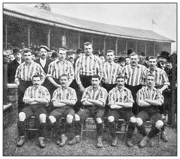 Antique black and white photograph of sport, athletes and leisure activities in the 19th century: Football team, Sheffield United