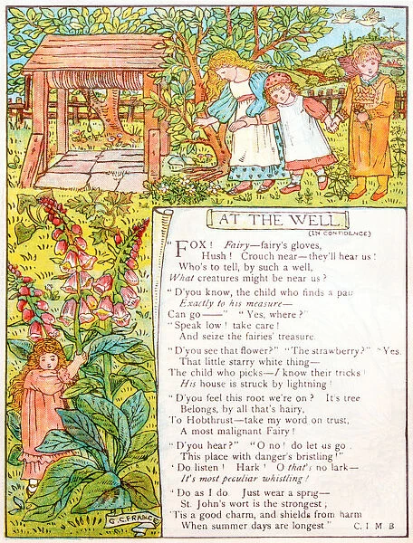 Antique children book illustrations: At the well