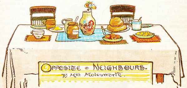 Antique children book illustrations: Breakfast table