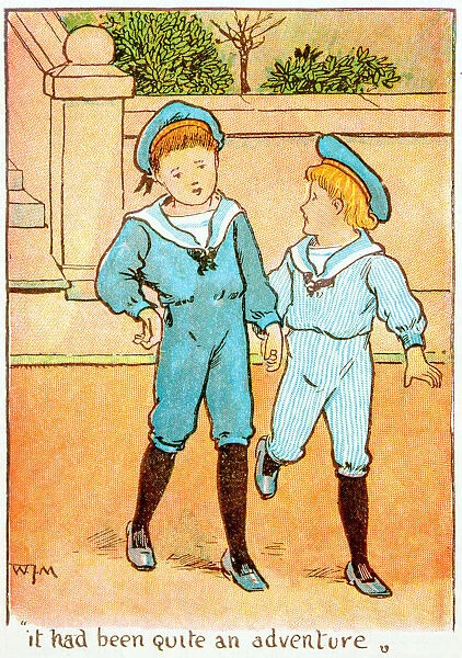 Antique children book illustrations: Boys