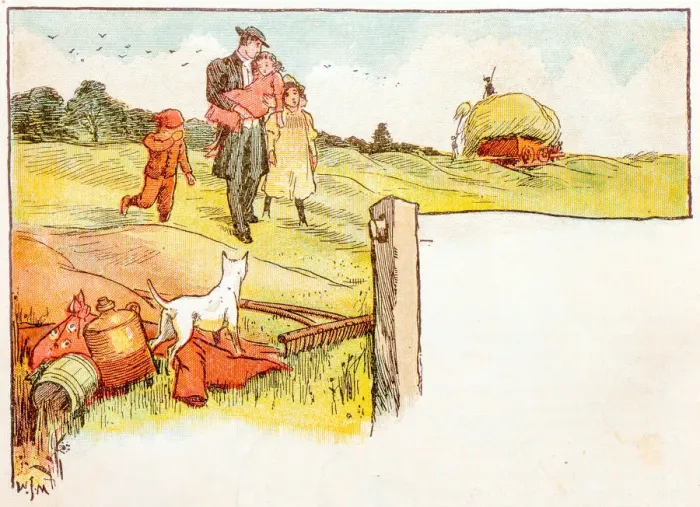 Framed Print : Antique children book illustrations: Family Framed Print : Antique children book illustrations: Family