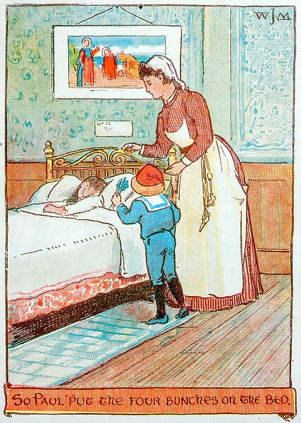 Antique children book illustrations: Family scene