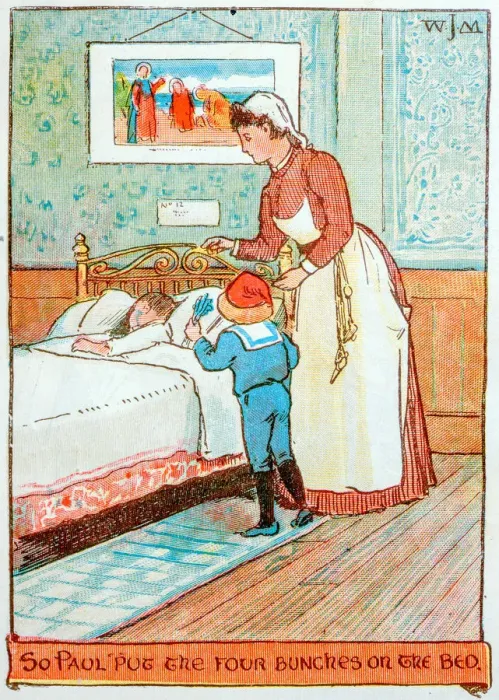 Framed Print : Antique children book illustrations: Family scene