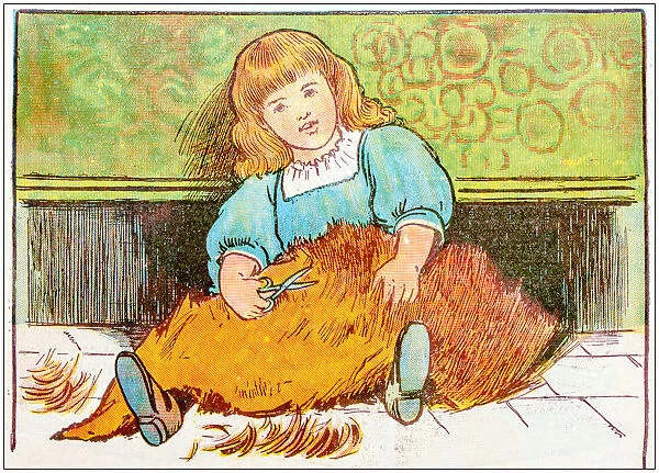 Antique children book illustrations: Girl