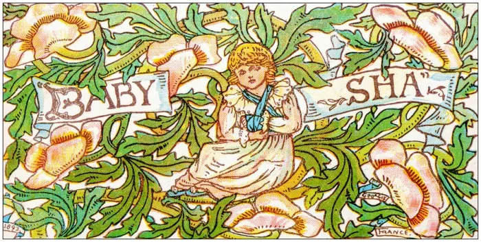 Framed Print : Antique children book illustrations: Girl and flowers