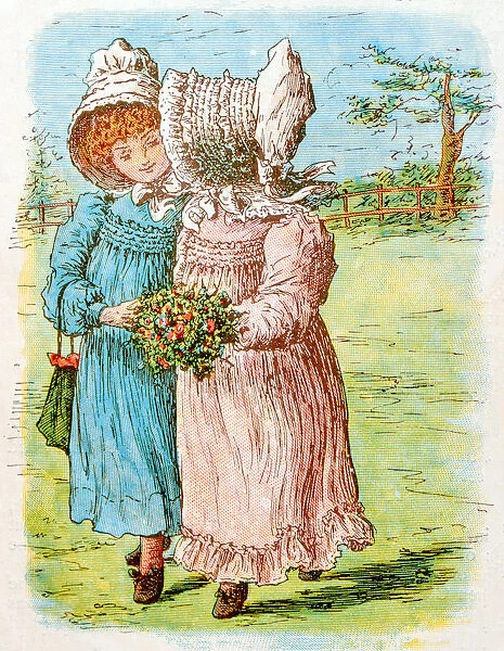 Antique children book illustrations: Girls