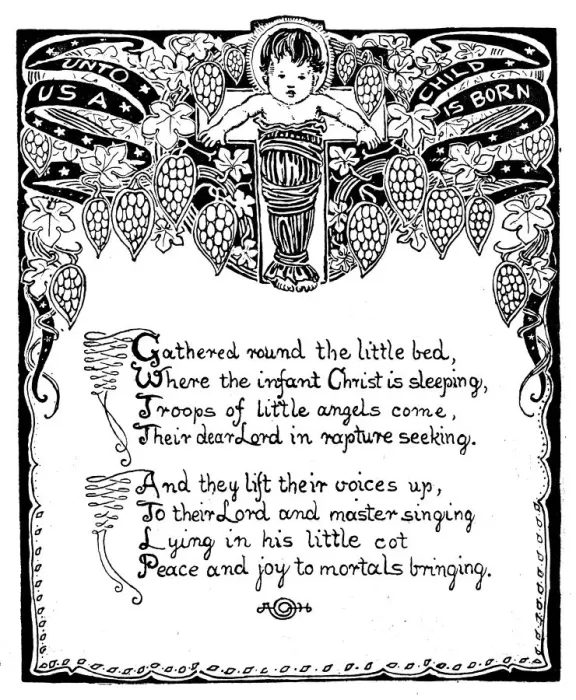 Framed Print : Antique children book illustrations: Nativity poem Framed Print : Antique children book illustrations: Nativity poem