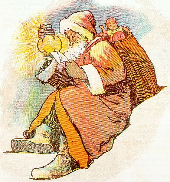 Antique children book illustrations: Santa Claus