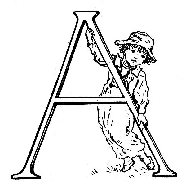 Antique children spelling book illustrations: Alphabet letter A