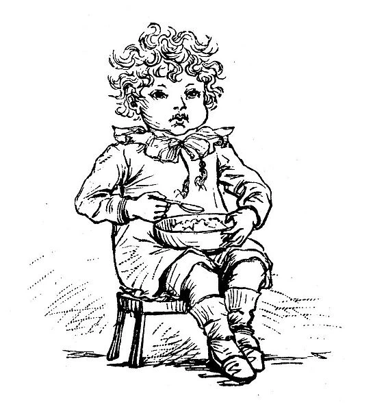 Antique children spelling book illustrations: Eating