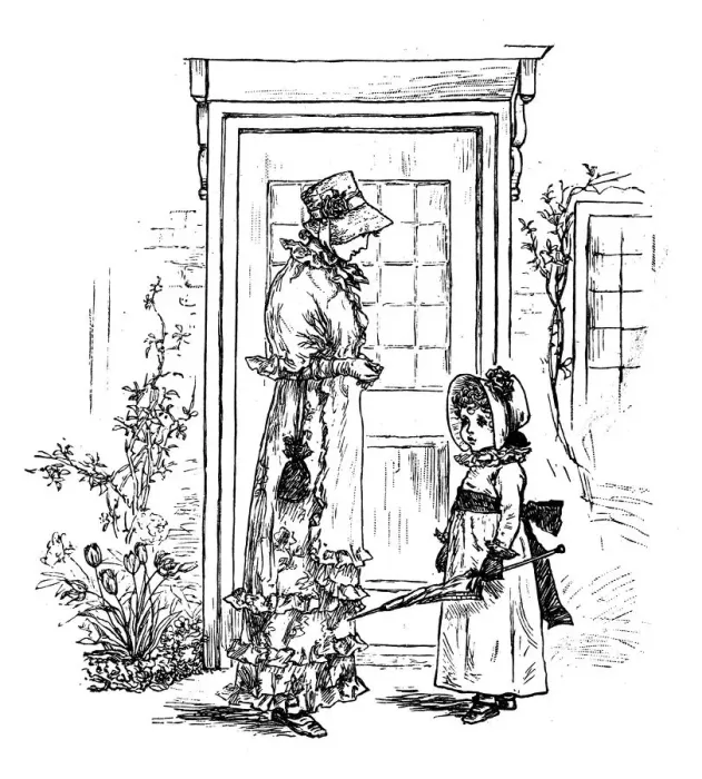 Framed Print : Antique children spelling book illustrations: Mother and daughter Framed Print : Antique children spelling book illustrations: Mother and daughter