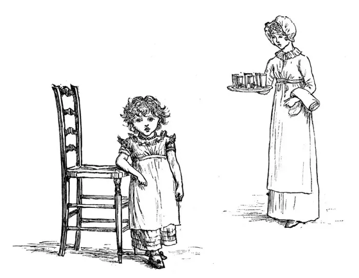 Framed Print : Antique children spelling book illustrations: Mother and daughter