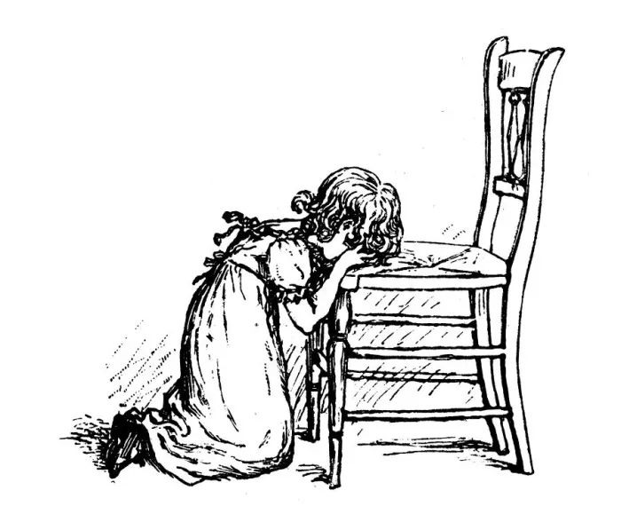 Framed Print : Antique children spelling book illustrations: Praying Framed Print : Antique children spelling book illustrations: Praying