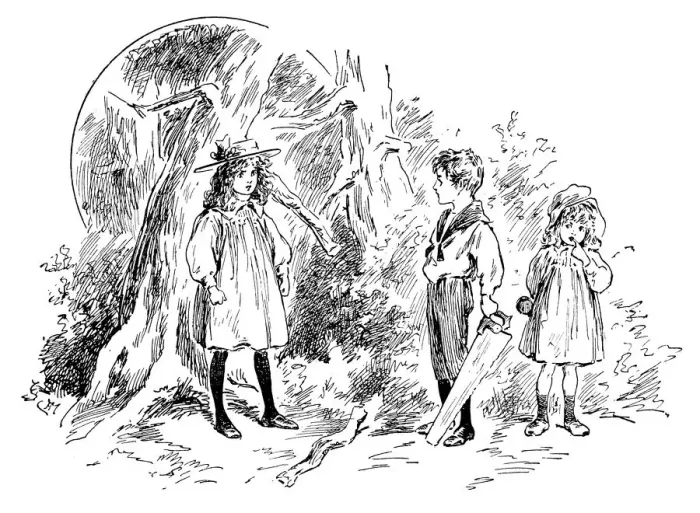 Framed Print : Antique childrens book comic illustration: children in woods Framed Print : Antique childrens book comic illustration: children in woods