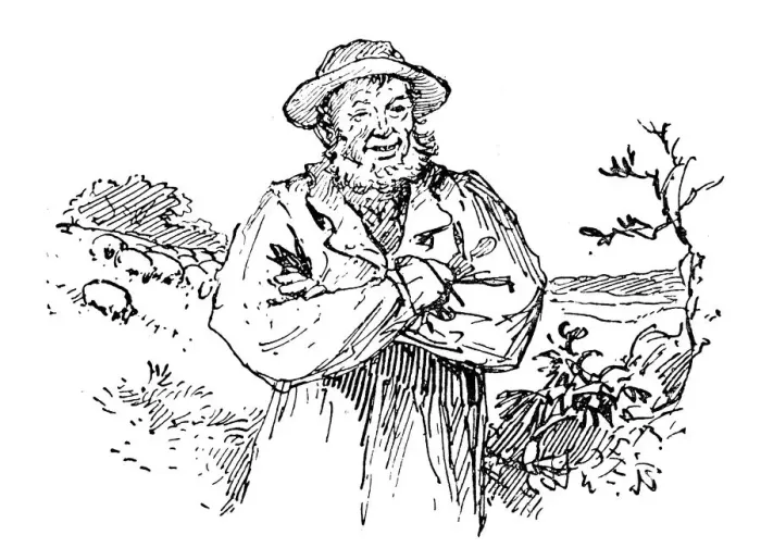 Framed Print : Antique childrens book comic illustration: farmer Framed Print : Antique childrens book comic illustration: farmer