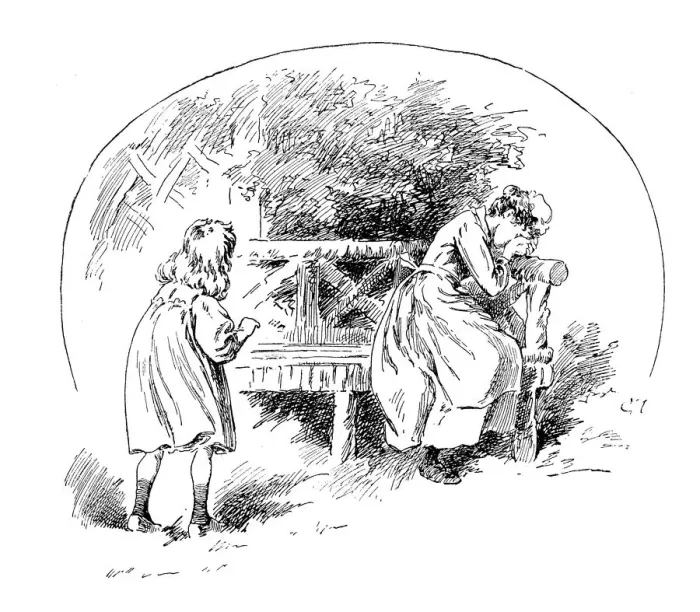 Framed Print : Antique childrens book comic illustration: girl and crying woman Framed Print : Antique childrens book comic illustration: girl and crying woman