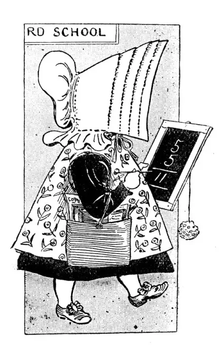 Framed Print : Antique childrens book comic illustration: girl doing math Framed Print : Antique childrens book comic illustration: girl doing math
