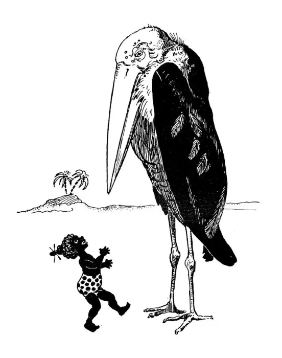Framed Print : Antique childrens book comic illustration: little girl with giant bird Framed Print : Antique childrens book comic illustration: little girl with giant bird