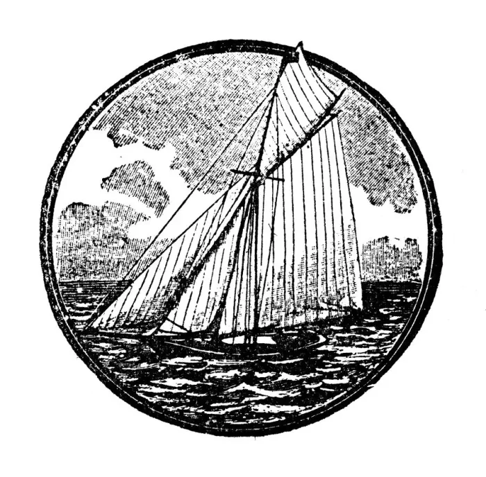 Framed Print : Antique childrens book comic illustration: sailing ship