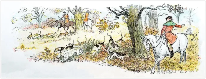 Framed Print : Antique color illustration by Randolph Caldecott: Hunting scene Framed Print : Antique color illustration by Randolph Caldecott: Hunting scene
