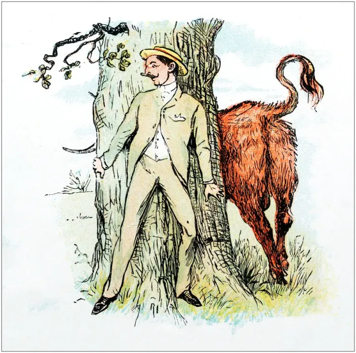 Framed Print : Antique color illustration by Randolph Caldecott: Man attacked by bull Framed Print : Antique color illustration by Randolph Caldecott: Man attacked by bull