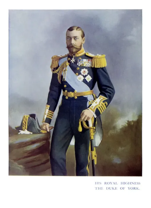 Framed Print : Antique color portrait of King George V, The Duke of York Framed Print : Antique color portrait of King George V, The Duke of York