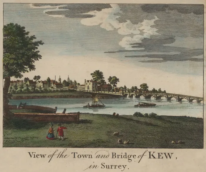 Framed Print : Antique Coloured Engraving of Kew in Surrey Framed Print : Antique Coloured Engraving of Kew in Surrey