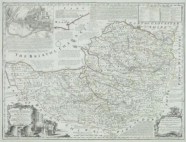 Antique county map of Somerset, England